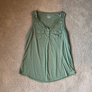 Sonoma Life + Style Army Green Pocket Tank Size S
